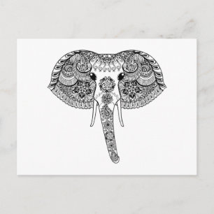 Zentangle Inspired Indian Elephant Postcard