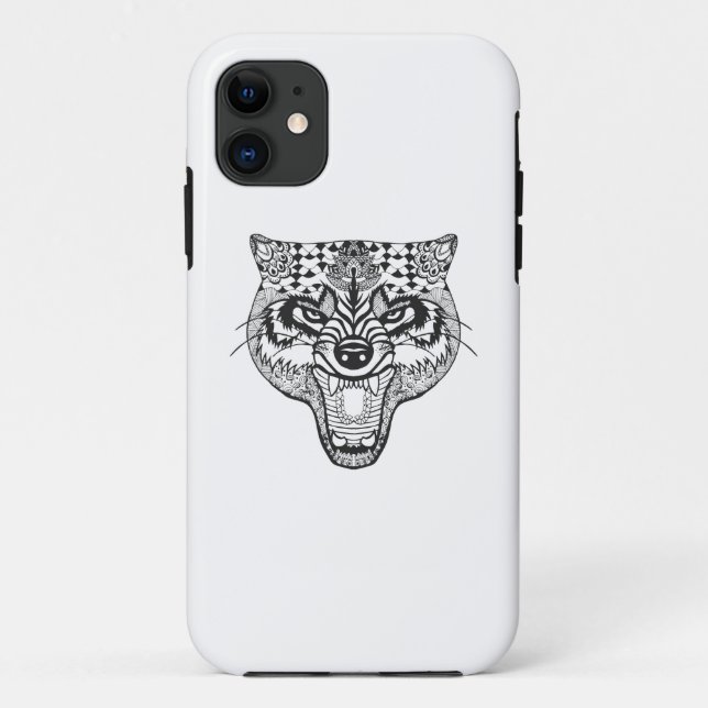 Zentangle Inspired Wolf Case-Mate iPhone Case (Back)