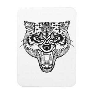 Zentangle Inspired Wolf Magnet