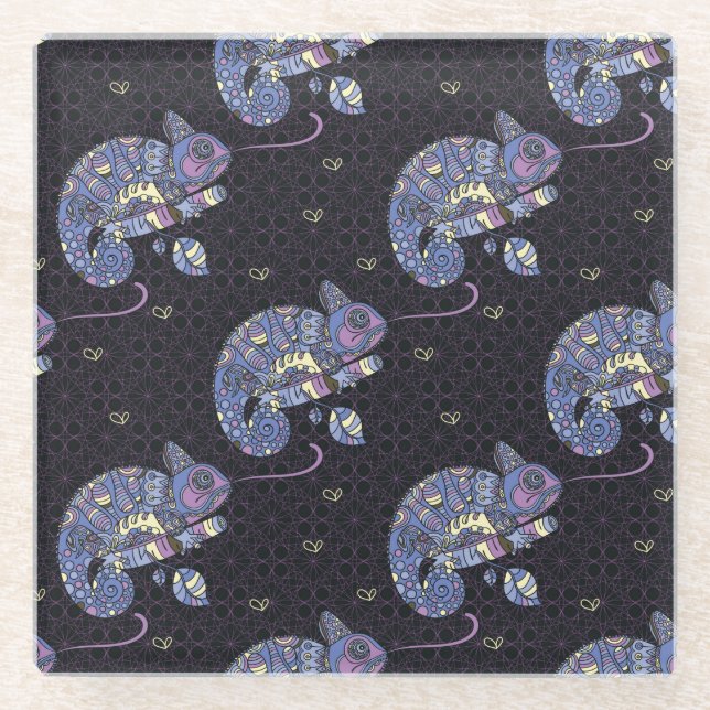 Zentangle Lizard Glass Coaster (Front)