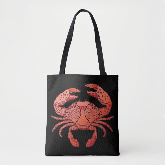 Zentangle Style Crab Tote Bag (Front)