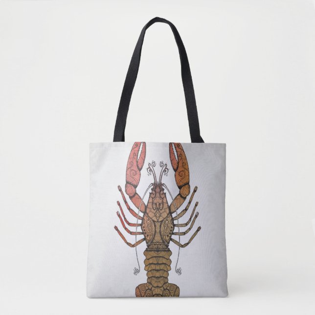 Zentangle Style Lobster Tote Bag (Front)