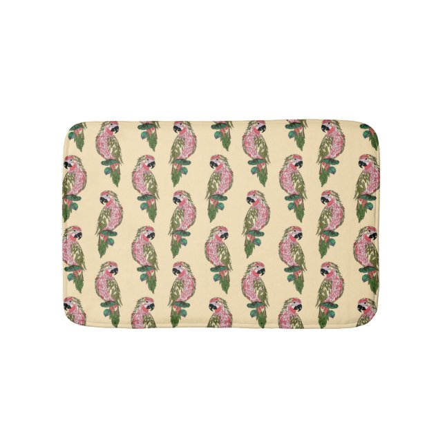 Zentangle Style Parrots Bath Mat (Front)