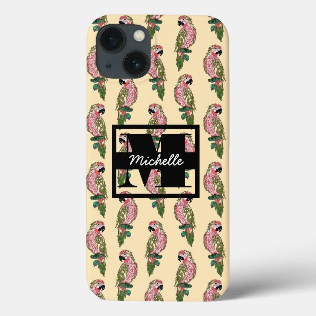 Zentangle Style Parrots | Monogram Case-Mate iPhone Case (Back)