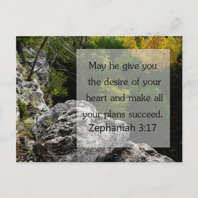 Zephaniah 3:17 Scripture Card, Woods Postcard (Front)