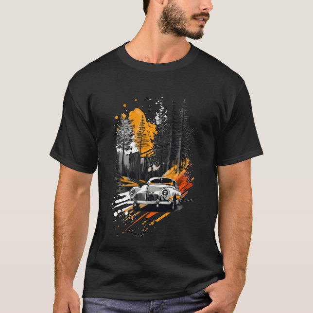 Zephyr car 1950 driving through a forest boy funny T-Shirt (Front)