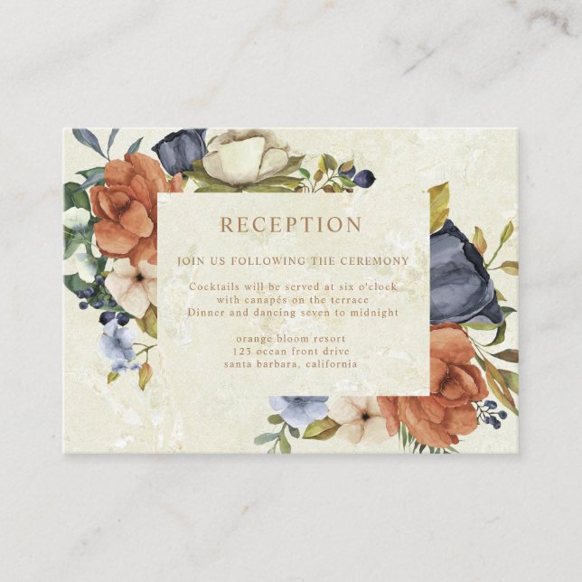 zephyr elegant floral wedding reception  enclosure card (Front)