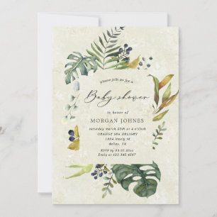 zephyr tropical floral baby shower Invitation