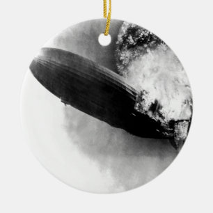 Zeppelin Burning Ceramic Tree Decoration