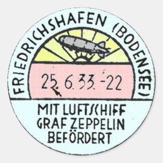 Zeppelin Design of Original Postmark Classic Round Sticker