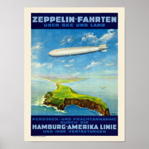 Zeppelin-Fahrten Germany Vintage Poster 1935