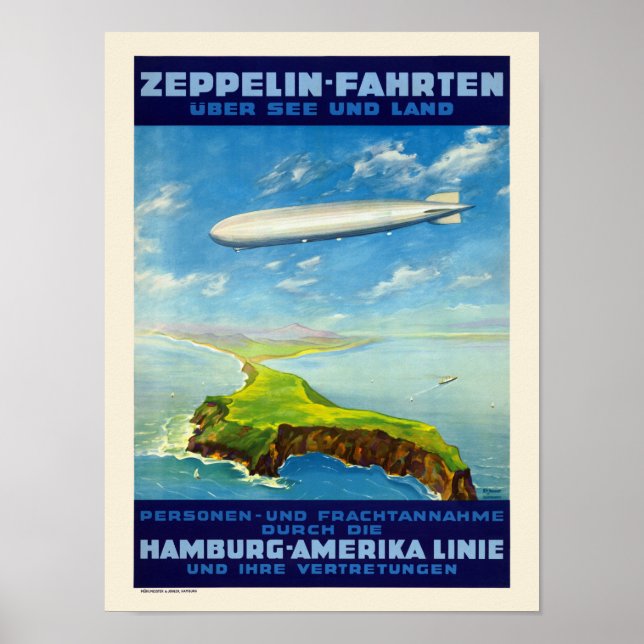Zeppelin-Fahrten Germany Vintage Poster 1935 (Front)