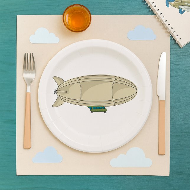 Zeppelin Flying Transport Paper Plate (Creator Uploaded)