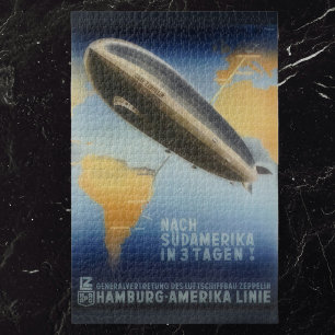 Zeppelin Over the Atlantic – Vintage Travel Ad  Jigsaw Puzzle