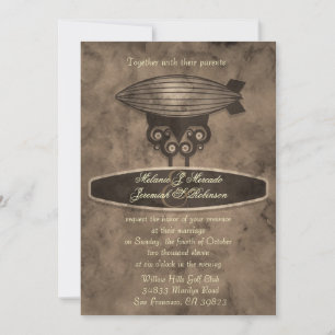 Zeppelin Steampunk Wedding Invitation