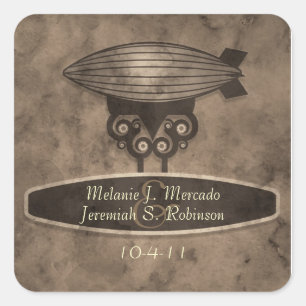 Zeppelin Steampunk Wedding Sticker