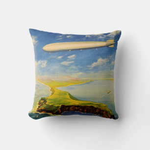 Zeppelin Trips ~ Over Sea and Land Cushion