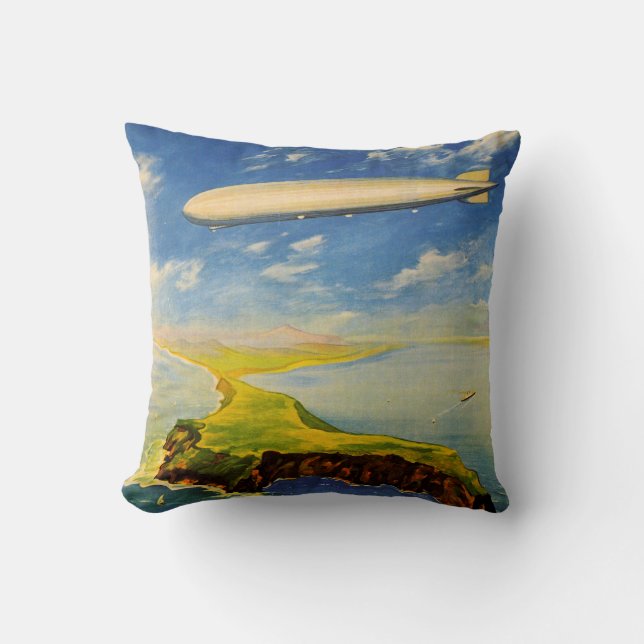 Zeppelin Trips ~ Over Sea and Land Cushion (Front)