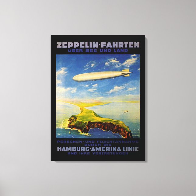 Zeppelin Trips ~ Over Sea and Land  - M Canvas Print (Front)