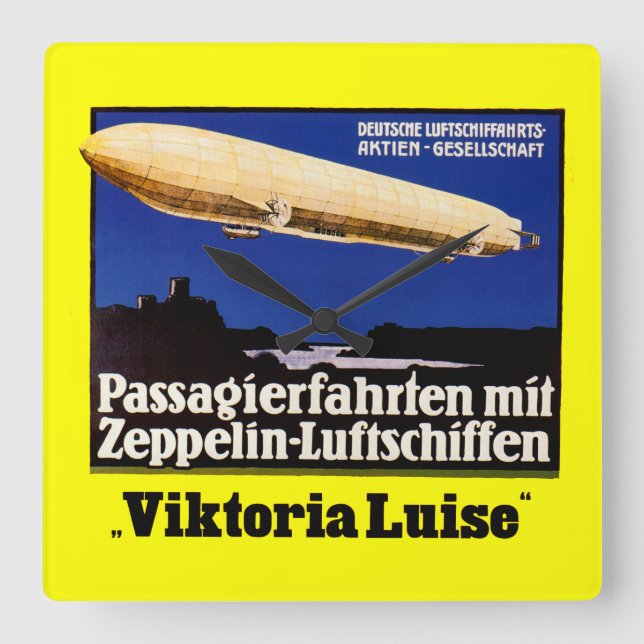 Zeppelin Viktoria Luise Square Wall Clock (Front)