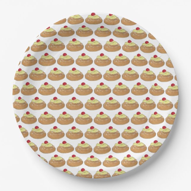 ZEPPOLE Italian Fried Dough Pastry Bakery Foodie Paper Plate (Front)