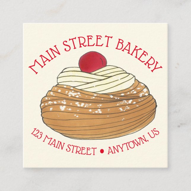 ZEPPOLE Italian Fried Dough Pastry Chef Bakery Square Business Card (Front)