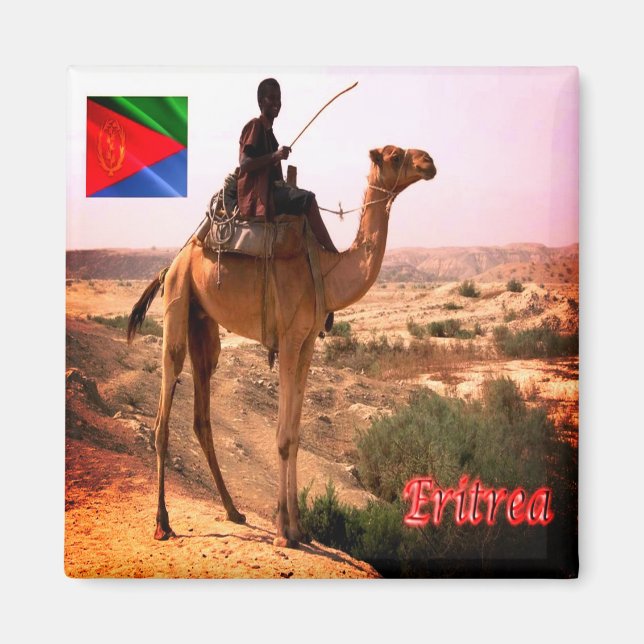 zER007 ERITREA, Camel and Rider, Africa, Fridge Magnet (Front)