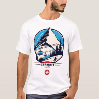 Zermatt 4478 - Skiing On The Problemhorn  T-Shirt