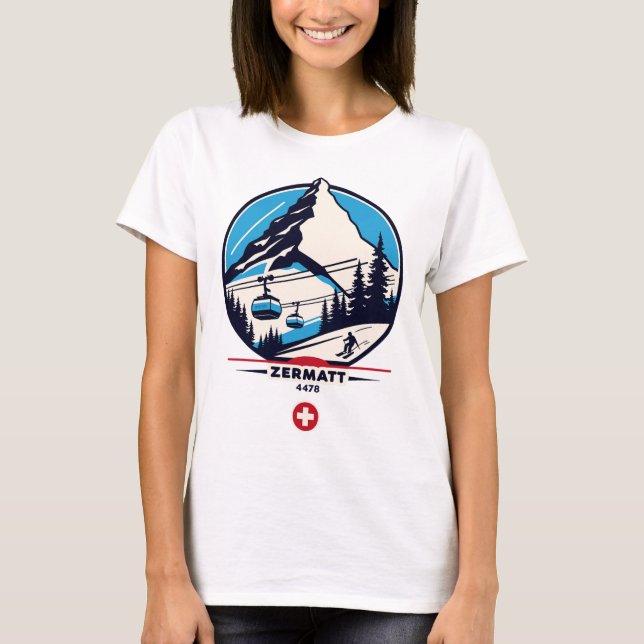 Zermatt 4478 - Skiing On The Problemhorn  T-Shirt (Front)