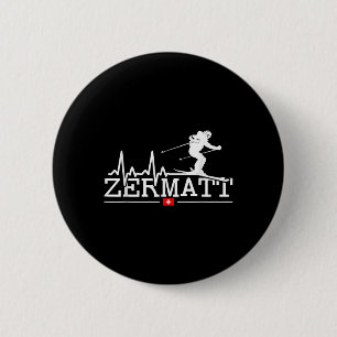 Zermatt Heartbeat Alpine Skiing Swiss Alps Switzer 6 Cm Round Badge
