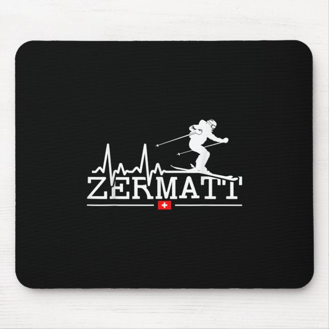 Zermatt Heartbeat Alpine Skiing Swiss Alps Switzer Mouse Mat (Front)