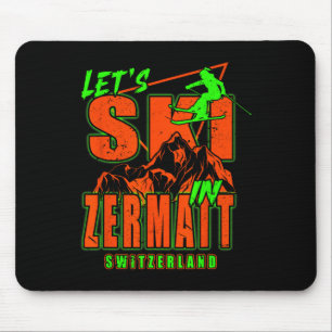 Zermatt Let's Ski Alpine Skiing Swiss Alps Switzer Mouse Mat