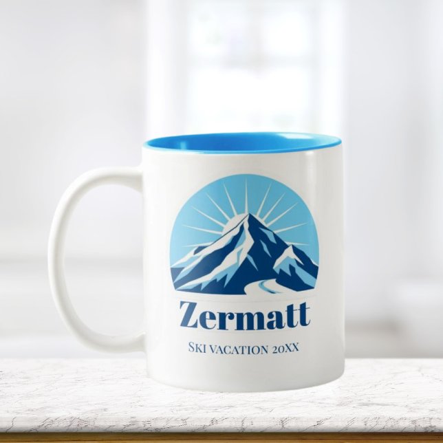Zermatt Matterhorn Switzerland ski souvenir Two-Tone Coffee Mug (Creator Uploaded)