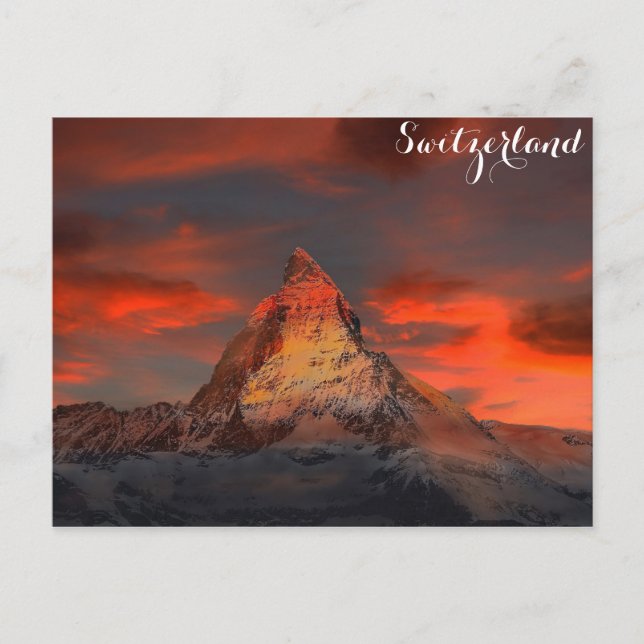 Zermatt Matterhorn Switzerland Swiss Alps Sunset Postcard (Front)