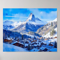 Zermatt Matterhorn Switzerland Watercolor