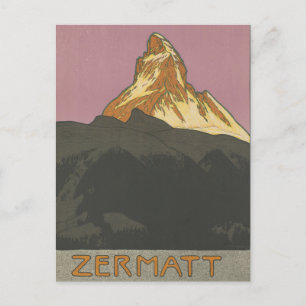 Zermatt Matterhorn Vintage Swiss Mountains Alps Postcard