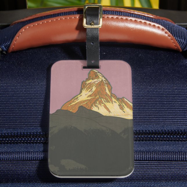 Zermatt Matterhorn Vintage Switzerland Skiing  Luggage Tag (Front Insitu 2)