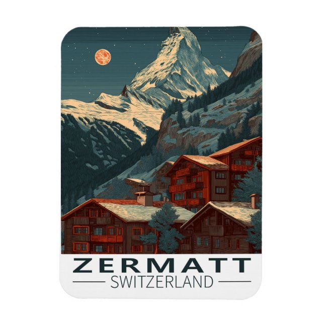 Zermatt Matterhorn Vintage Travel Magnet (Vertical)