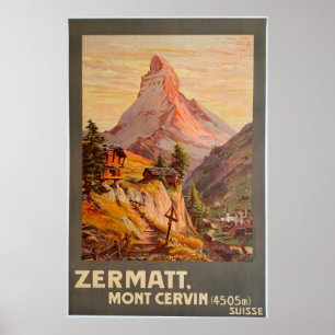 Zermatt,Mont Cervin,Switzerland,Ski Poster