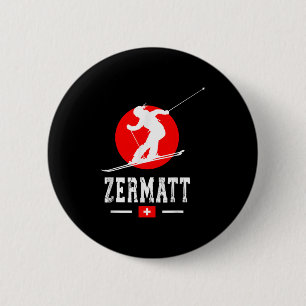 Zermatt Ski Resort Alps Swiss Mountains Switzerlan 6 Cm Round Badge
