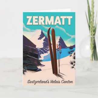 Zermatt Ski vacation poster Holiday Card