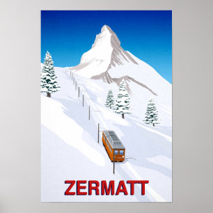 Zermatt SwiDC Ski Train Poster