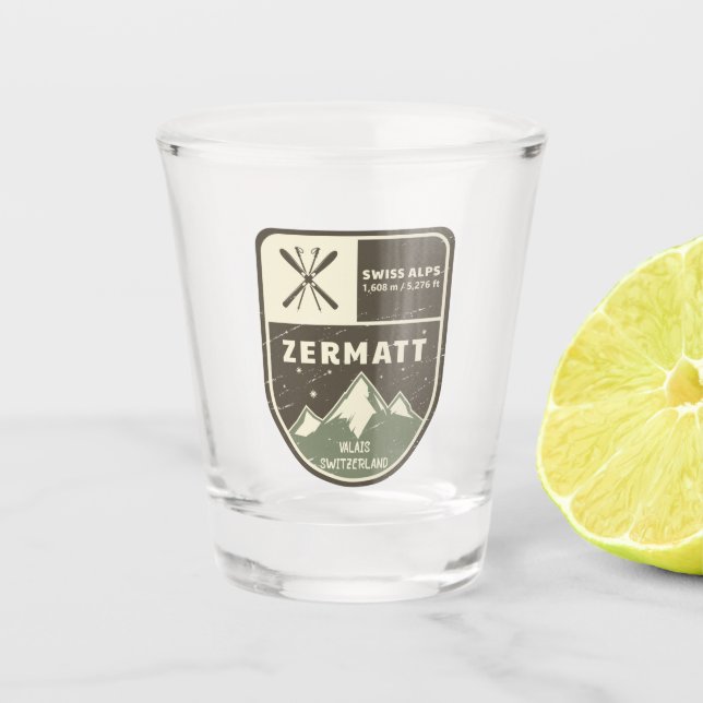 Zermatt Swiss Alps Valais Switzerland Shot Glass (Front)