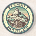 Zermatt Switzerland Illustration Travel Art Badge Coaster<br><div class="desc">Zermatt retro vector travel design. Zermatt,  in southern Switzerland’s Valais canton,  is a mountain resort renowned for skiing,  climbing and hiking.</div>