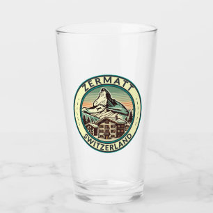 Zermatt Switzerland Illustration Travel Art Badge Glass