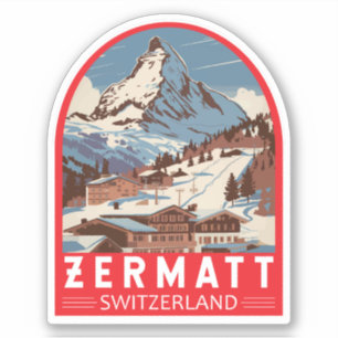 Zermatt Switzerland Illustration Travel Art Retro
