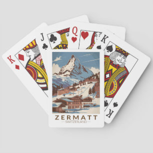 Zermatt Switzerland Illustration Travel Art Retro Playing Cards