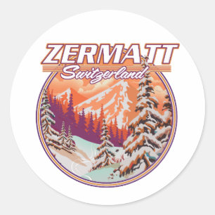 Zermatt switzerland logo classic round sticker