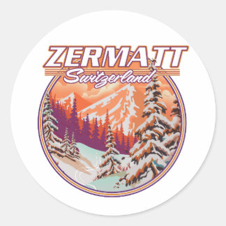 Zermatt switzerland logo classic round sticker