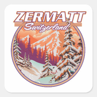 Zermatt switzerland logo square sticker